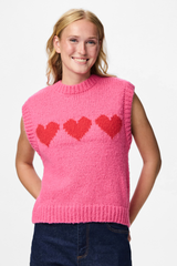 Jove Pink Heart Knitted Vest