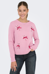 Xmas Shine Pink Candy Cane Knit