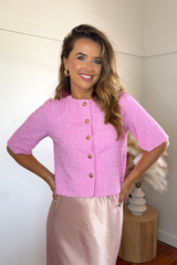 Rosie Pink Button Cardigan