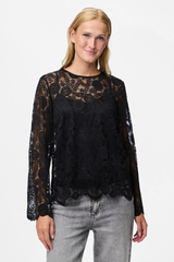 Colline Black Lace Long Sleeve Top