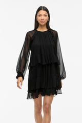 Hela Black Ruffle Short Dress