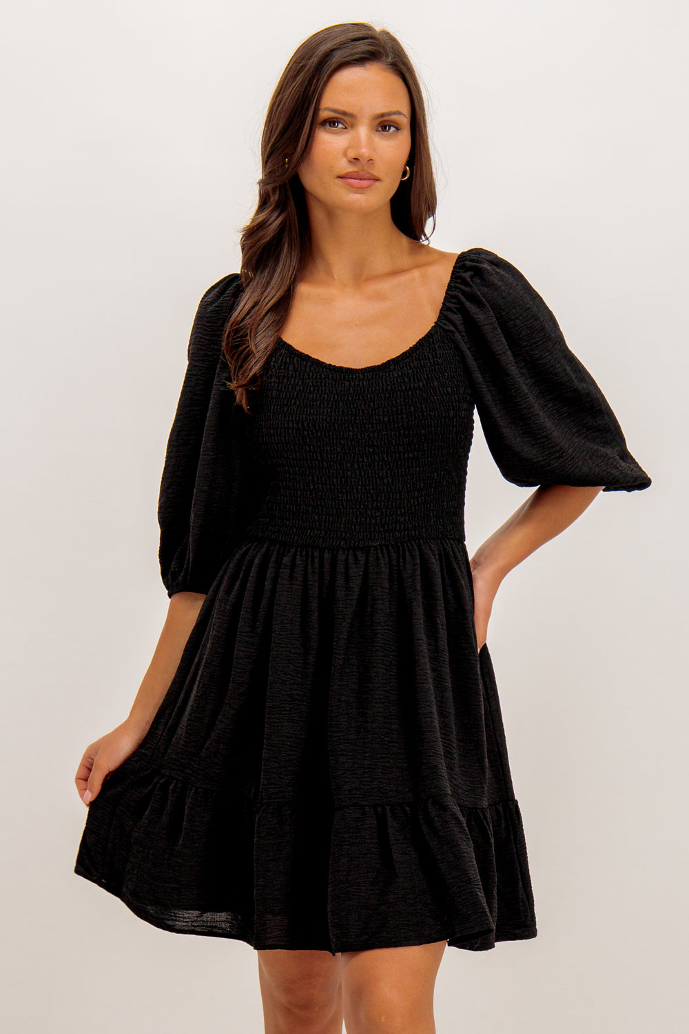 Black Kaylee Square Neck Dress