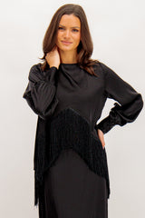 Jana Fringe Black Top
