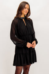 Anlis Embellished High Neck Black Dress