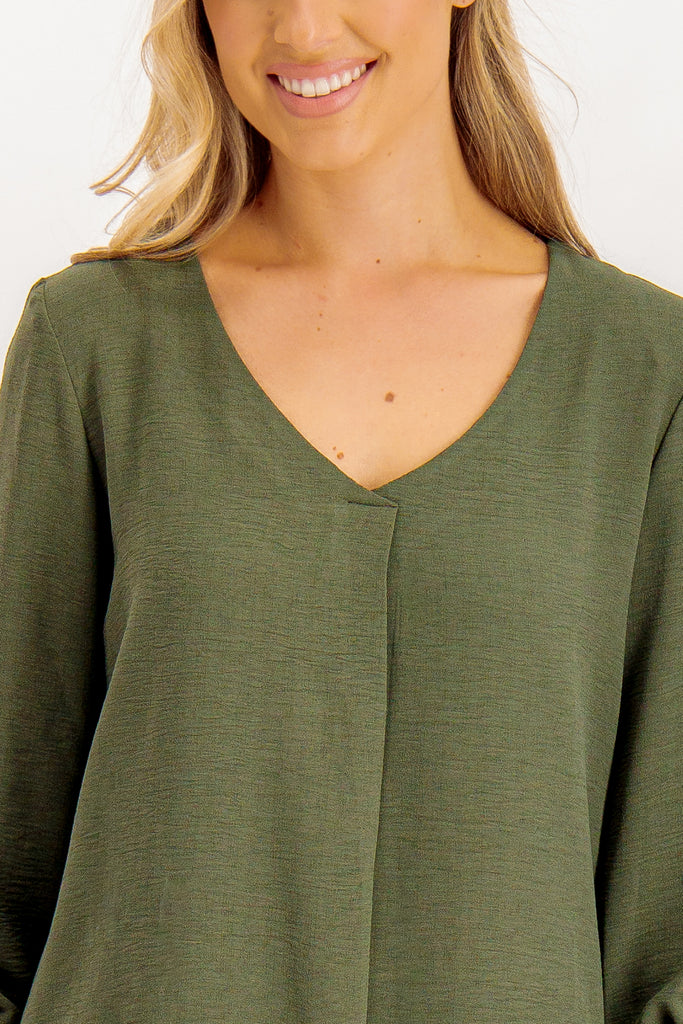 Lola Green V-Neck Top