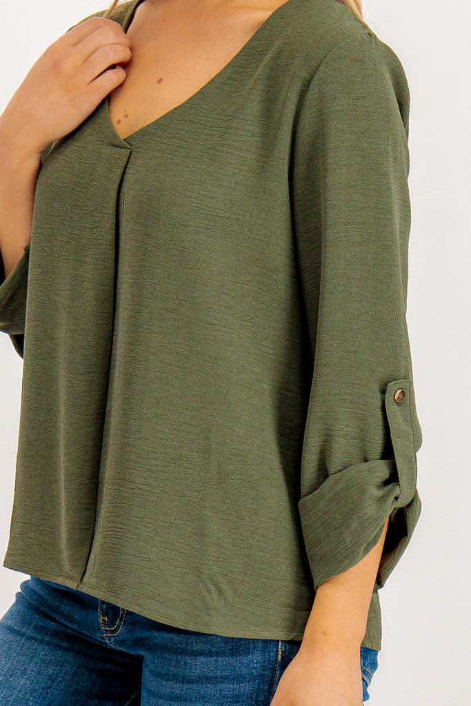 Lola Green V-Neck Top