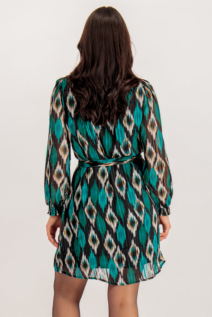 Edna V-Neck Belted Dress