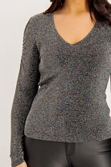 Black Shiny Glitter Top