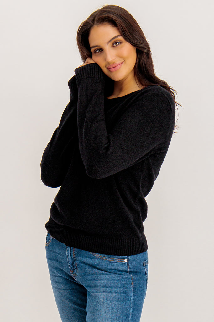 Viril O-Neck Black Knit
