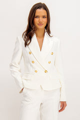 Joan White Button Cropped Blazer