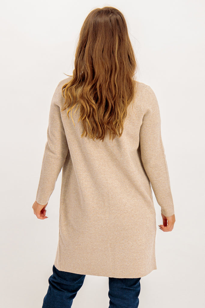 River Long Knitted Beige Cardigan