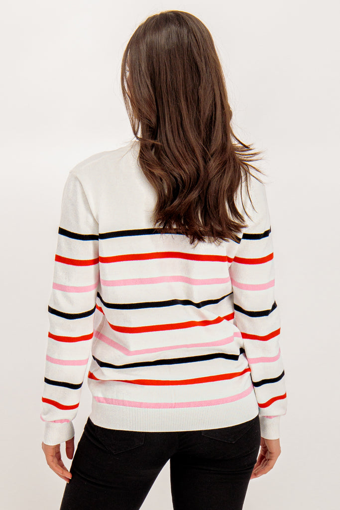 Helena White Multi Colour Stripe Knit
