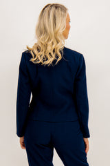Joan Navy Button Cropped Blazer