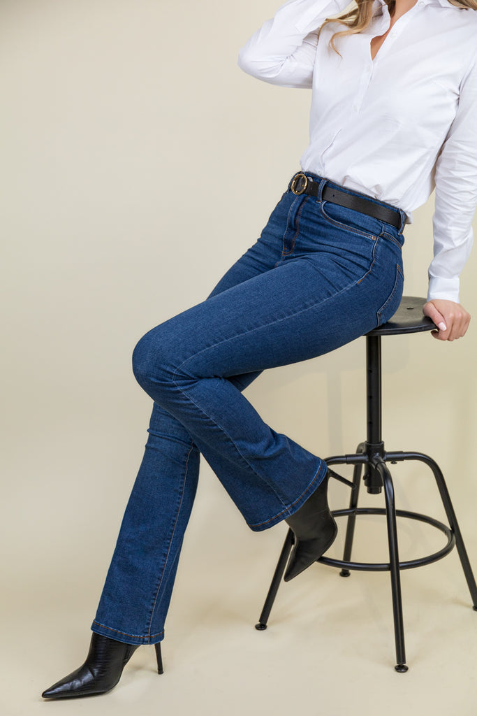 Sallie High Waisted Flare Blue Jeans