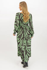 Gin Lily Pad Green & Black Tiger Print Dress