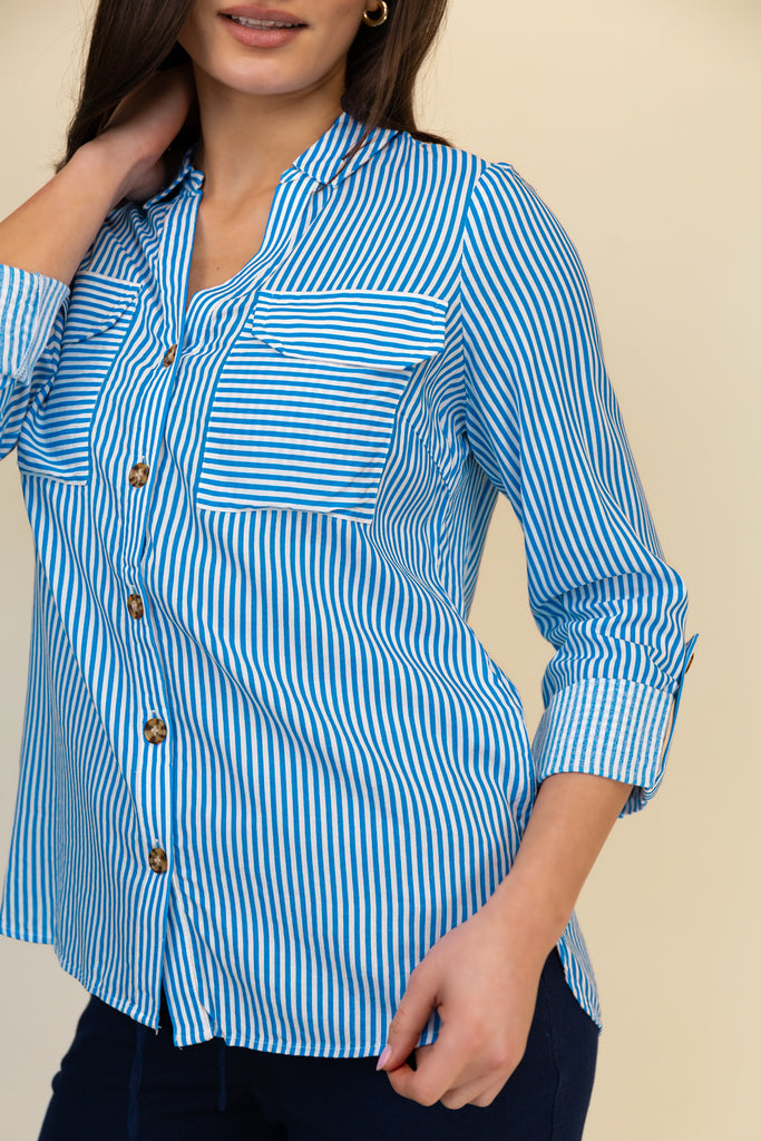 Bumpy Ibiza Blue & White Striped Shirt