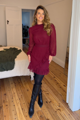 Alina Burgundy Chiffon Short Dress