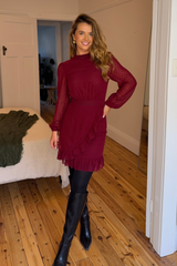 Alina Burgundy Chiffon Short Dress