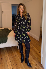 Corey Black & Green Printed Short Dress