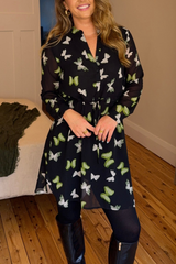 Corey Black & Green Printed Short Dress