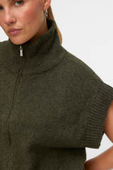 Bang Green Zipper Vest Knit