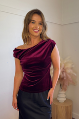 Dawn Burgundy Ruched Top