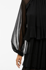 Hela Black Ruffle Short Dress