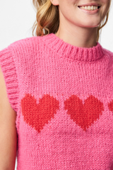 Jove Pink Heart Knitted Vest