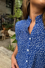 Maud Blue Floral Printed Top