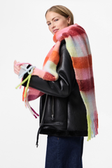 Jikka Pink Check Long Scarf