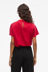 Elmina Funnel Neck Red Top