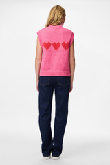 Jove Pink Heart Knitted Vest