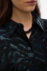 Carla Zebra Foil Black Shirt