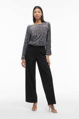 Faith Silver Sequins Boat Neck Top