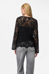 Colline Black Lace Long Sleeve Top
