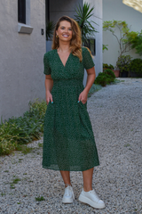 Clara Green Polka Dot Midi Dress