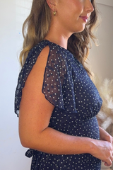 Izzy Navy & White Polka Dot Midi Dress