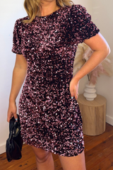 Charlotte Rose Pink Sequins Short Dress