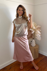 Rachel Funnel Neck Champagne Top