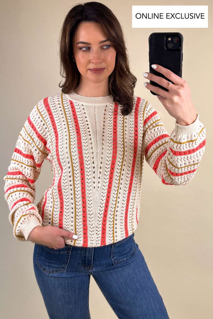 Marian Stripe Beige & Tan Knit