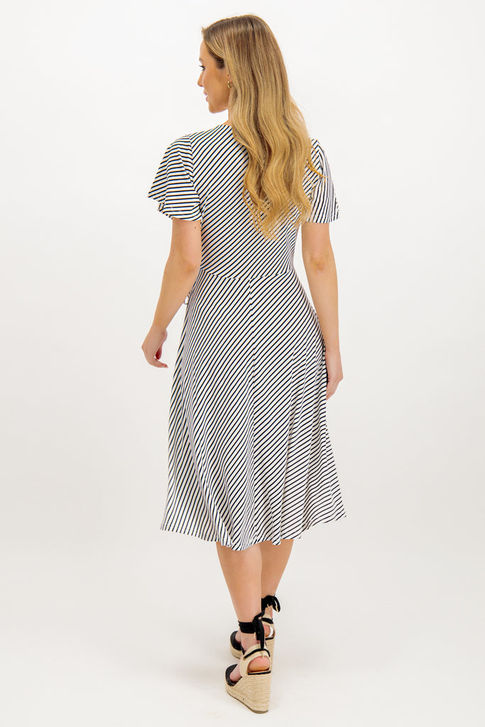 Kirkby White & Black Stripe Wrap Dress