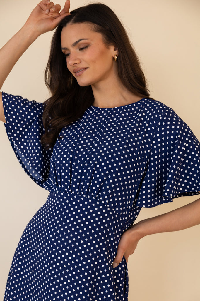 Navy & White Polka Dot Niko Dress