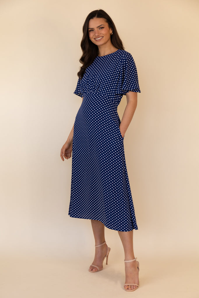 Navy & White Polka Dot Niko Dress