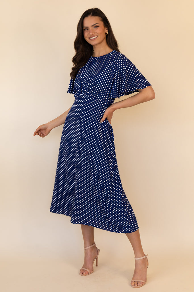 Navy & White Polka Dot Niko Dress