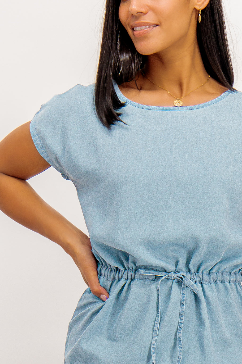 Pema Light Blue Short Denim Dress – Born Clothing