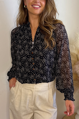 Bella Black & White Ditzy Print Top