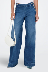 Madison High Waisted Medium Blue Button Jeans
