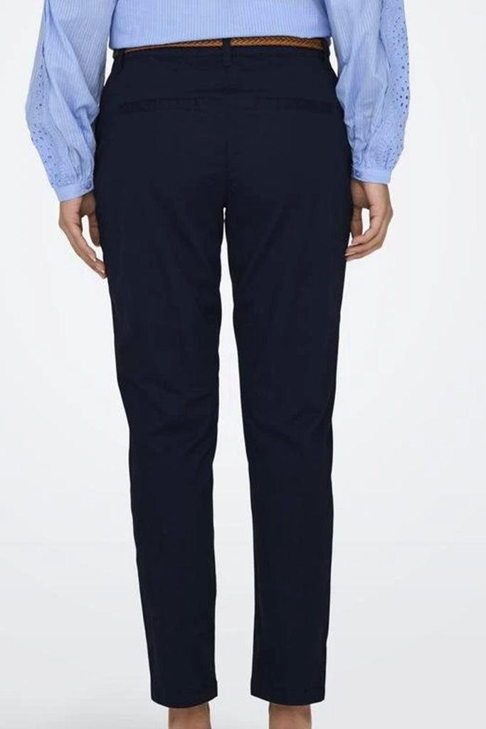 Chicago Belted Navy Chino Skinny Trousers