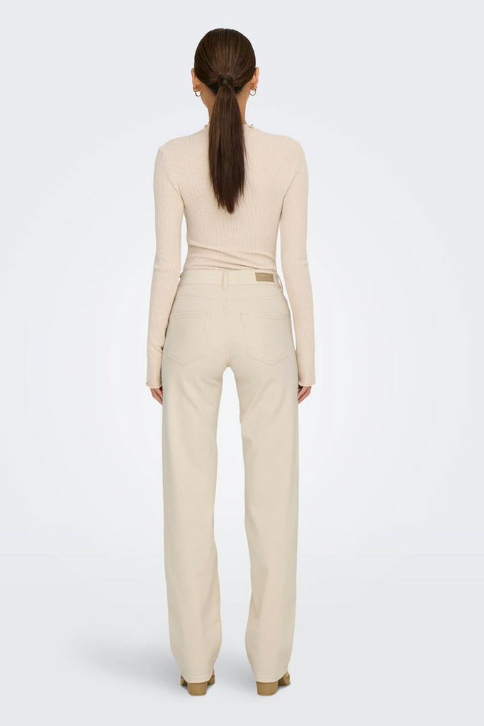 Blush Ecru Mid Waist Straight Leg Jeans