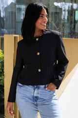 Alice Black Buttoned Blazer